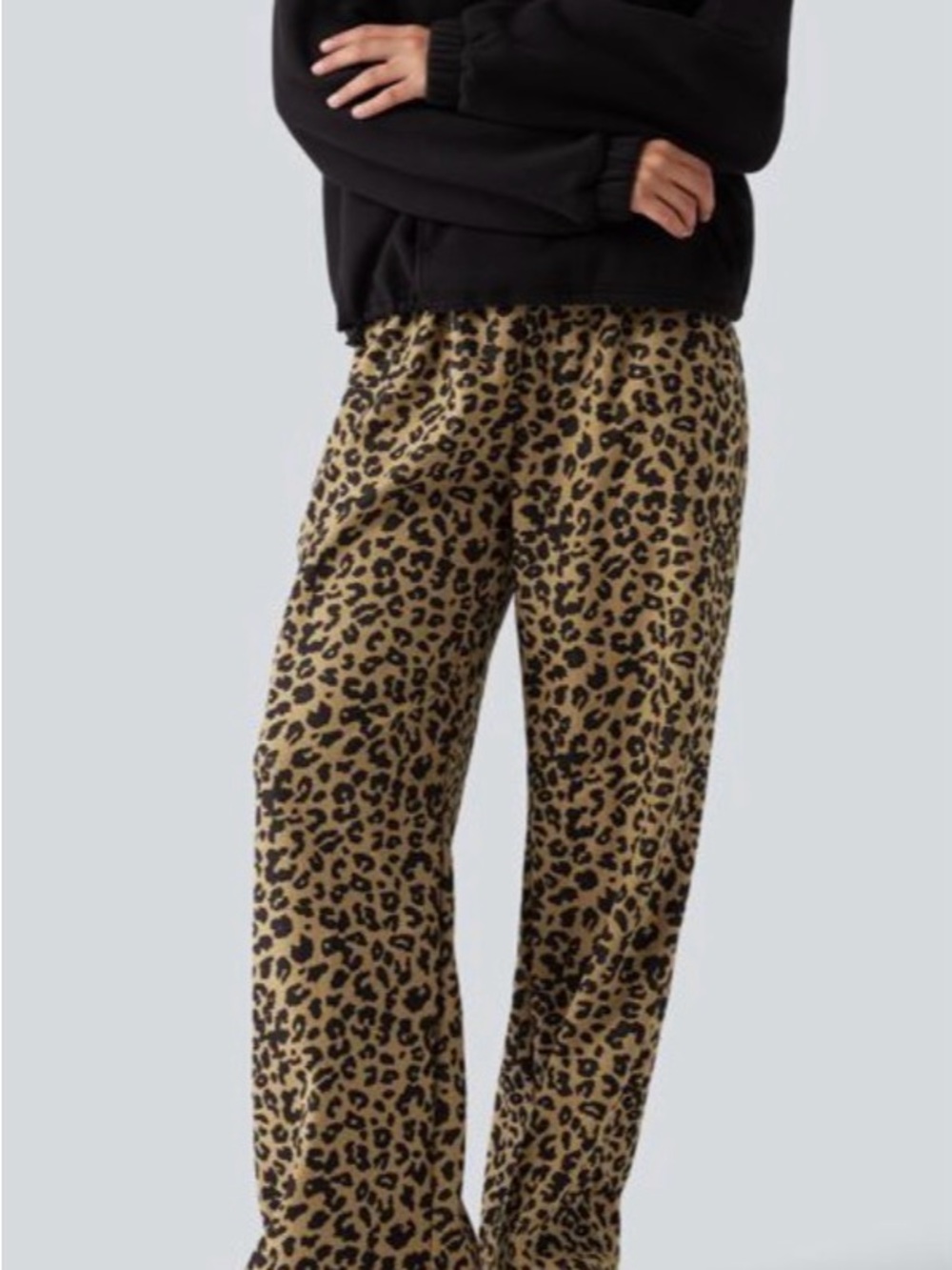HALARA Leopard Print Boot-Cut Pull-on Pants - Beige/Black Never worn